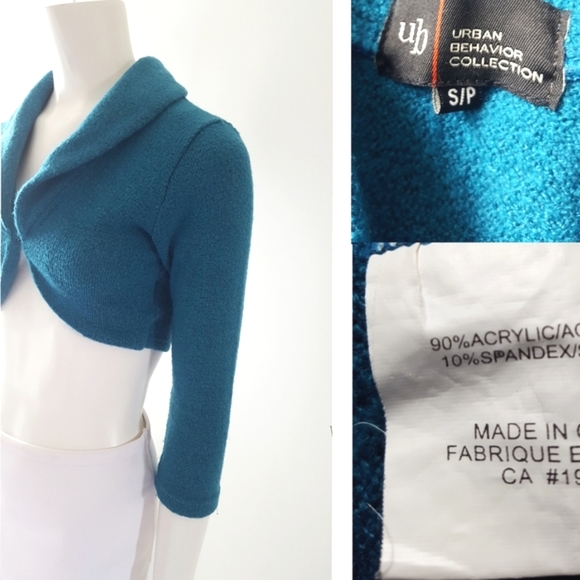 🔖Y2K UB Vintage☆Blue Knit Bolero Cardigan - Picture 3 of 4